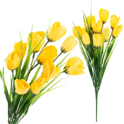 Produktbild von Künstlicher Krokus Strauss Gelb 10 Köpfe 35 Cm Frühling 5 Zweige