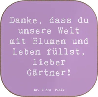 Produktbild von Mr. & Mrs. Panda Untersetzer für Gläser Spruch Gärtner Dankeschön - Lavendeltraum - Geschenk, Anerkennung, Bedanken, Glas, Tasse, Danke, Tassen, sagen, Aufmerksamkeit