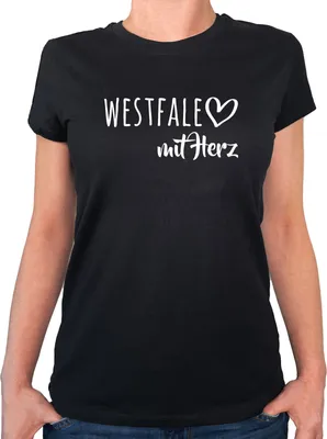 Produktbild von Huuraa Damen T-Shirt Westfale mit Herz S Black Bio Baumwolle Fairtrade Damenshirt Geschenkidee