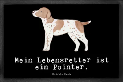 Produktbild von Mr. & Mrs. Panda Schmutzfangmatte Pointer Lebensretter 40 x 60 cm - Schwarz - Geschenk, Schmutzmatte, English, Vorleger, Gummimatte, Fussmatte, fußmatte