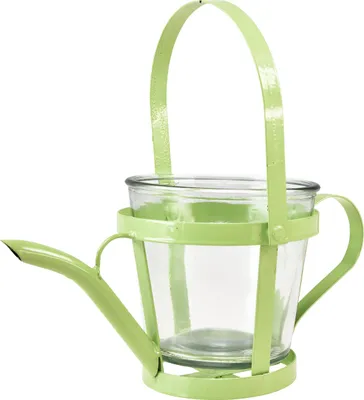 Produktbild von Attraktives Windlicht in Gießkannenform aus Glas und Metall