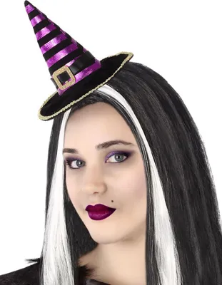 Obrázek produktu pro Mini čarodějnický klobouk pro ženy Halloween doplněk černo-fialový - jedna velikost pro všechny