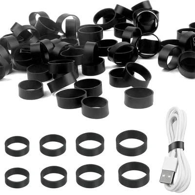 Produktbild von 100 robuste, schwarze Gummibänder, breit, in 4 verschiedenen Größen