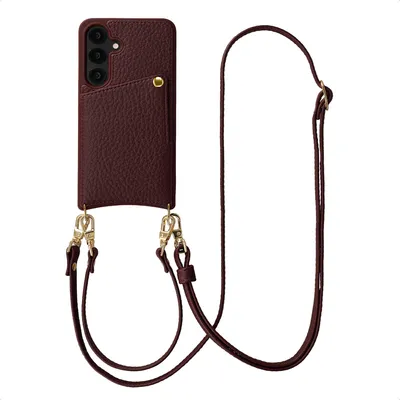 Image de Étui pour téléphone Selencia Nova avec cordon et porte-cartes pour Samsung Galaxy S25 / S24 - Bold Burgundy