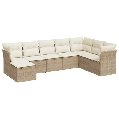 Produktbild von vidaXL 8-tlg. Garten-Sofagarnitur mit Kissen Beige Poly Rattan
