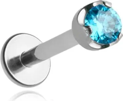 Produktbild von Titan-Labret-Ohrring mit blauem Zirkon 1,2/8/2,5