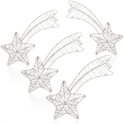Produktbild von COM-FOUR® 4x Deko Sterne Weihnachten, Weihnachtsdekoration Stern aus Metall, weißer Weihnachtsstern als Aufhänger mit Glitzer