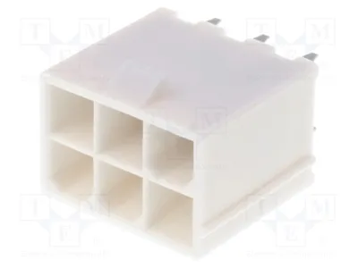 Productafbeelding van 1x stopcontact, pin: 6, 4,2 mm, mannelijk, aansluitplaat, doorgaande montage (THT), 39-28-8060, Signteck-connector
