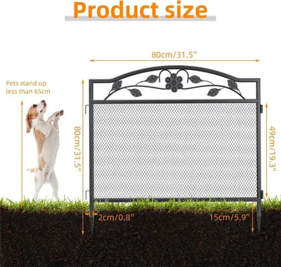Produktbild von 5 Paneele, dekorativer Zaun für Gartenwege – Schwarz, Metall, Tierabwehr, Gartenzaun, Begrenzung für den Außenbereich