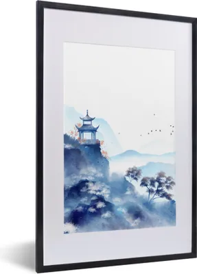 Produktbild von MuchoWow® Gerahmtes Poster Malerei - Ölfarbe - Natur 40x60 cm - Poster mit Schwarzem Bilderrahmen Wandposter Rahmen Foto Bilder - Poster in Rahmen