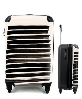Produktbild von MuchoWow® Koffer Handgepäck Trolley Rollkoffer Kleine Reisekoffer mit 4 Rollen - Linie - Schwarz - Abstrakt - Cabin Size < 55x40x23 cm & 55x40x20 cm - Fotokoffer - Kabinenkoffer - Boardgepäck - Reise-Box - Reisekoffer - Reisegepäck - Koffer mit Bild - Trolley für Kinder