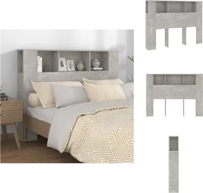 Produktbild von vidaXL Kopfteil mit Ablagen Betongrau 140x18,5x104,5 cm - Kopf- & Fußenden