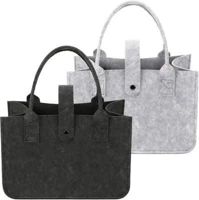 Zdjęcie produktu dla Torba filcowa 30 x 20 x 18 cm, 2 sztuki, składana, czarna szara, do zakupów