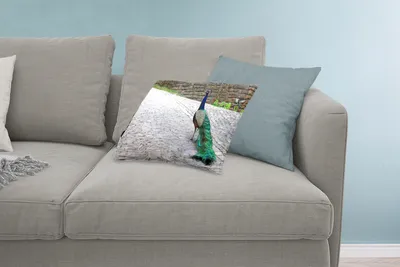 Produktbild von MuchoWow® Zierkissen Sofakissen Wohnzimmer Dekokissen 60x40 cm Pfau - Federn - Steine - Kopfkissen - Polster mit Foto