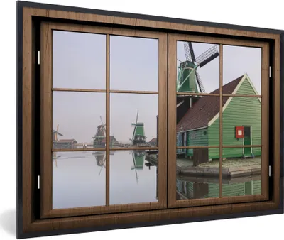 Produktbild von MuchoWow® MuchoWow® Gerahmtes Poster Aussicht - Mühle - Wasser 30x20 cm - Poster mit zchwarzem Bilderrahmen - Kunstdruck - Bild-Poster