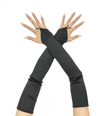 Obrázek produktu pro Dámské saténové rukavice, délka 50 cm, elegantní, černé