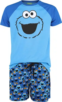 Produktbild von Sesame Street Schlafanzug Herren Cookie Monster blau L