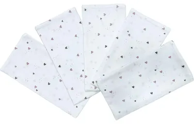Produktbild von Stoffwindel 70x70 cm Lila Herzen (5er Pack)