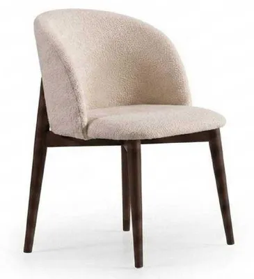 Immagine prodotto di Sedia da pranzo beige, design moderno, imbottita  con braccioli, struttura in legno