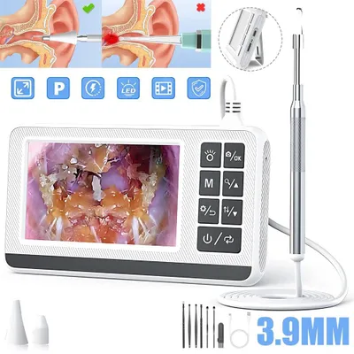 Image de Nettoyeur de cérumen, otoscope, nettoyeur d'oreilles, caméra, IP67, 6 LED, cure-oreille avec lumière, cuillère auriculaire pour bébés, enfants et adultes