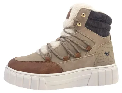 Produktbild von Mustang High Top Sneaker Damenschuhe Stiefel Schnürer Beige Freizeit