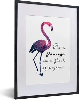 Produktbild von MuchoWow® MuchoWow® Gerahmtes Poster Flamingo - Glitzer - Rosa 30x40 cm - Poster mit zchwarzem Bilderrahmen - Wandposter Schlafzimmer