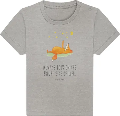 Produktbild von Mr. & Mrs. Panda Babyshirt Fuchs Sterne 24. - 36. Monat - Heather Grey - Geschenk, Baby  Shirt, Mond, T-Shirt, Füchse, Positiv, Oberteil, Optimistisch