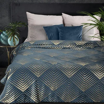 Produktbild von Eurofirany Decke Wohndecke Sofadecke VICTORIA1 150x200 cm dunkelblau marinegold