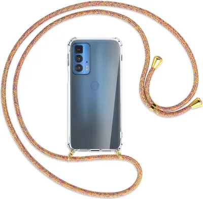 Produktbild von Handykette Backcover-Schutzhülle mit Band (Metall goldfarben) für Motorola Edge 20 Pro - Rainbow