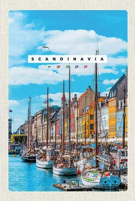 Produktbild von vianmo Holzschild 18x12 cm Skandinavien SchiffstourMeer Bildmotiv Reisemotiv Abenteuer Reisen
