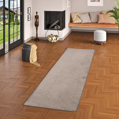 Produktbild von Velours Läufer Teppich Joy Taupe, Größe:80x200 cm