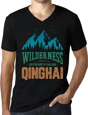 Produktbild von Herren Grafik T-Shirt V-Ausschnitt Wildnis Abenteuer ruft in Qinghai – Wilderness, Adventure Is Calling Qinghai – Öko-Verantwortlich Vintage Jahrgang