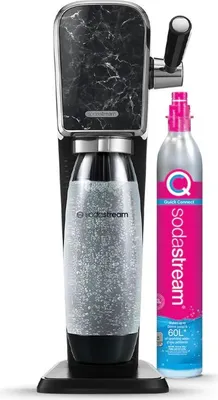 A SodaStream sparkling water maker with a CO2 cylinder.