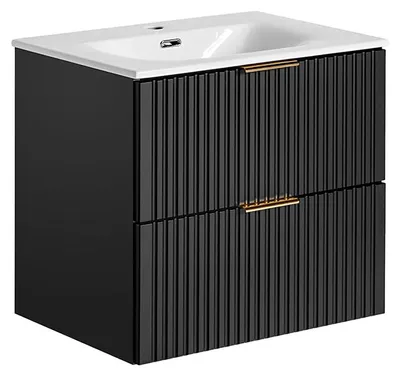 Produktbild von Waschtisch 60.2cm Adriel mit 2 Schubladen, Mattschwarz