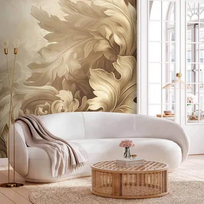 Produktbild von Selbstklebende Folie Fototapete - Carved Baroque Ornaments: Rich Composition in Sepia Colors 294x210 cm Muster f-H-10018-a-a