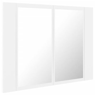 vidaXL LED-Bad-Spiegelschrank Weiß 60x12x45 cm Acryl