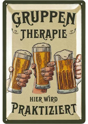 Produktbild von Blechschilder Bier - GRUPPENTHERAPIE Schild Bier - Bierschild - Kneipen, Partykeller, Irish pub, Tiki Bar Deko, Stammtisch Partyraum Deko