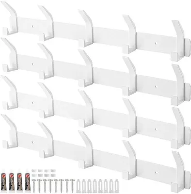 Immagine prodotto di Appendiabiti con 5 ganci - Set da 4 - bianco - lega di alluminio - 43,5 x 3,1 x 6,6 cm