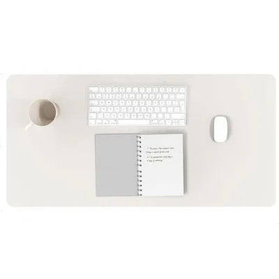 Produktbild von Große Mauspad aus Kunstleder – 80x40 cm, cremeweiß, pflegeleicht, mit genähten Kanten, ideal für Büro, Computer und als Schreibtischunterlage.