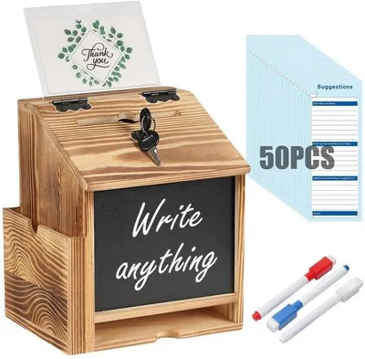 Produktbild von Vorschlagsbox mit Schloss - Stimmzettelbox - Kommentarbox - Dispensereinrichtung - Inklusive 50 Vorschlagskarten - 25 x 17 x 10 cm