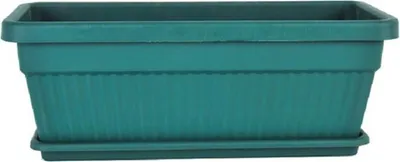 Obrázek produktu pro Plastový květináč zelený WINTERHARD 42 l s miskou  75 x 30 cm, odolný proti UV záření a propustný pro vodu