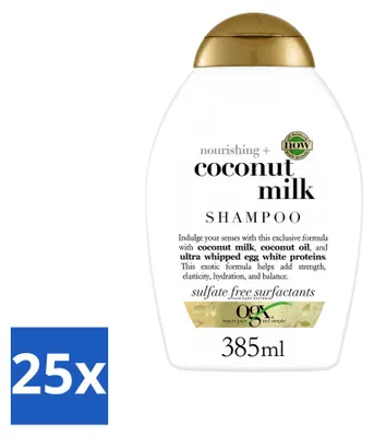 Obrázok produktu pre 25 ks šampónu OGX s kokosovým mliekom – ošetrujúci – tropická vôňa – 385 ml – výhodný balík – 25 kusov