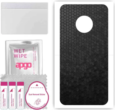 Produktbild von apgo Rückseite Schutzfolie, Skin, kompatibel mit Motorola Moto G5, Hinten Displayschutzfolie aus Vinylfolie, kratzfest, einfache Montage - Schwarze Honigwabe