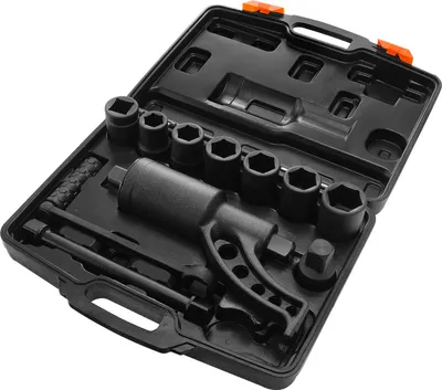 Zdjęcie produktu dla Zestaw kluczy dynamometrycznych SucceBuy, solidny 1-calowy napęd, przełożenie 1:64, 6800 Nm do odkręcania nakrętek kół z 8 nasadkami i walizką do przechowywania do ciężarówek, przyczep, samochodów kempingowych