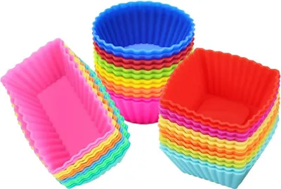 Produktbild von Silikon-Backförmchen für Cupcakes und Muffins, 36 Stück, wiederverwendbar, antihaftbeschichtet, Kuchenformen-Sets