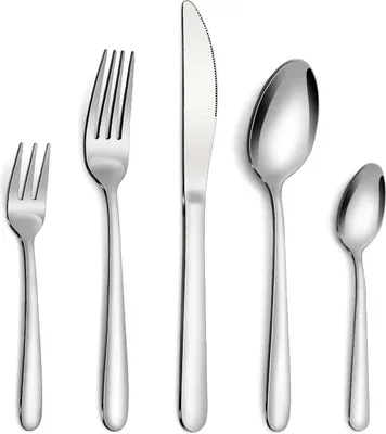 Produktbild von Besteck Set, 30 teilig Besteck Set 6 Personen, Edelstahl Besteckset mit Messer Gabel Löffel, Hochwertiges Edelstahlbesteck, Hochglanzpoliert&Spülmaschinenfest.