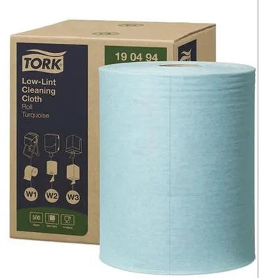 Obrázok produktu pre Čistiaca utierka, bez žmolkovania, kotúčová, 1-vrstvová, W1-3 systém, TORK, tyrkysová