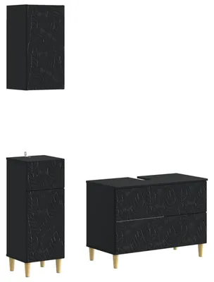 Immagine prodotto di vidaXL Sistema di mobili da bagno a 3 pezzi DELFT, nero, realizzato in legno composito
