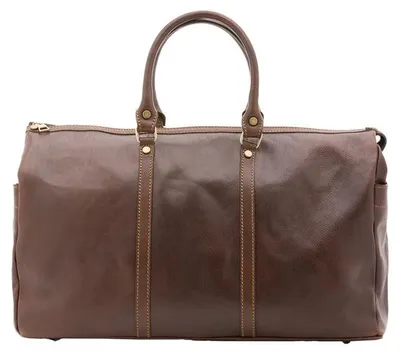 Productafbeelding van Reistassen van echt leer, 50x35x20 cm. Met afneembare schouderband. Gemaakt in Italië