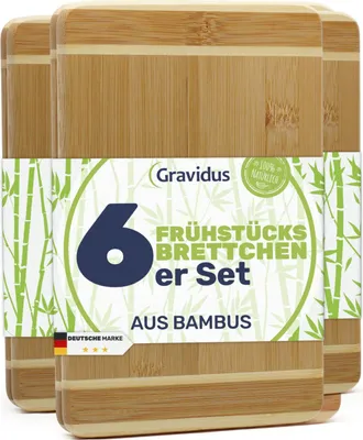Produktbild von Bambus Frühstücksbrettchen Schneidebretter Set, Menge:6